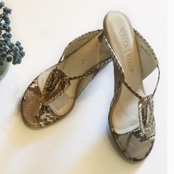 White House Black Market Shoes - WHBM Snake Kitten Heel Sandals 8